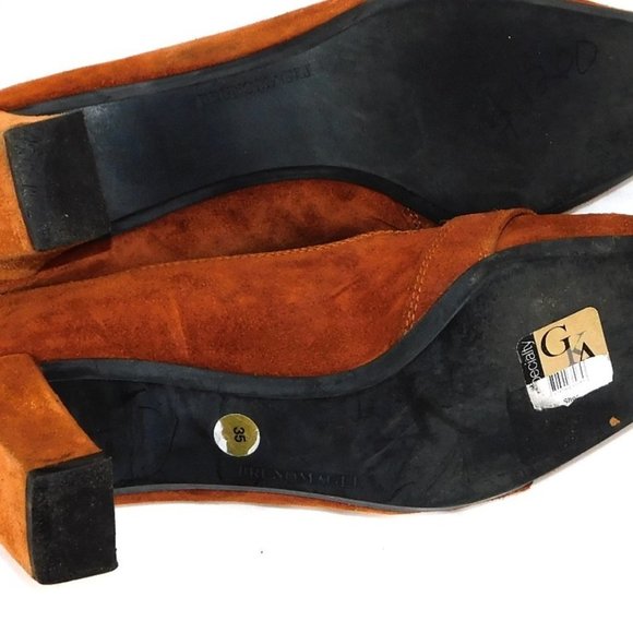 Vintage Brunomagli Rust Suede Chiseled Toe Pump - Picture 10 of 11